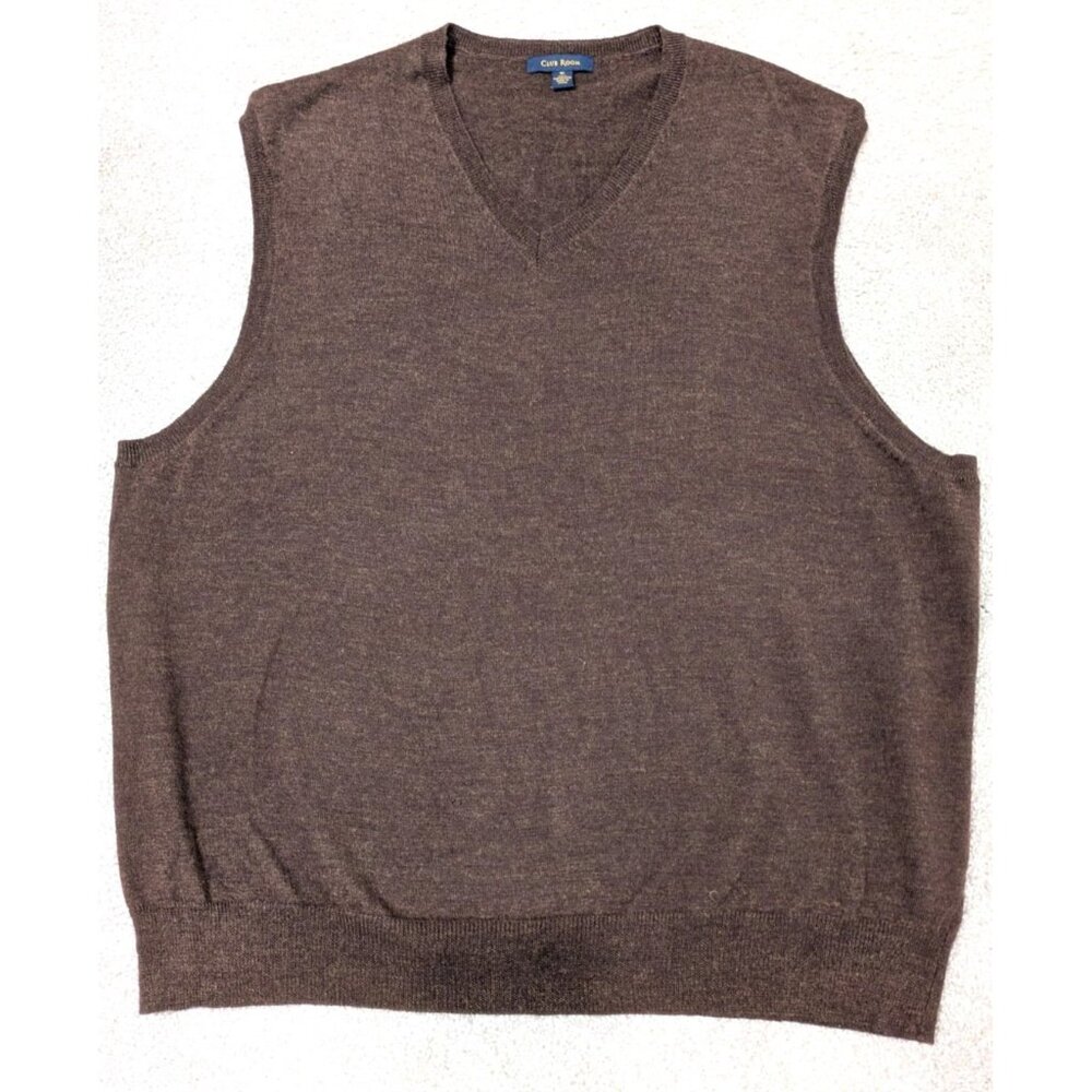 Club Room Mens Wool Sweater Vest XL Brown Academia Grandpa Preppy Golf Mr Rogers